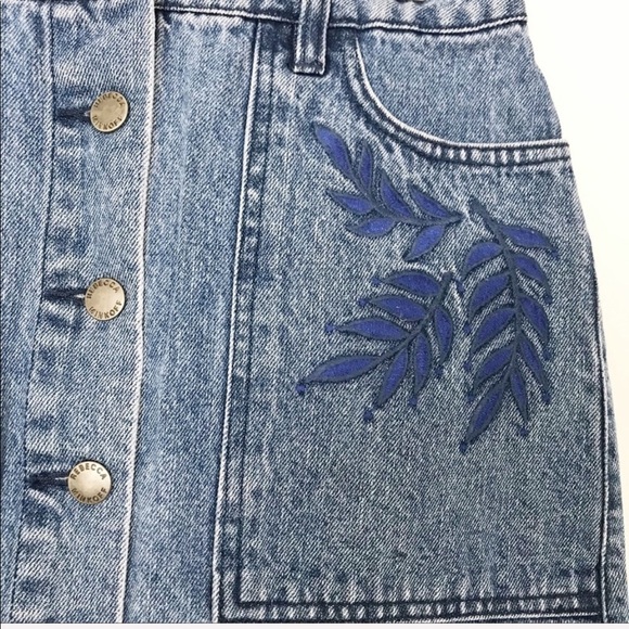 REBECCA MINKOFF Rufus Embroidered Denim Mini Skirt - Picture 4 of 8